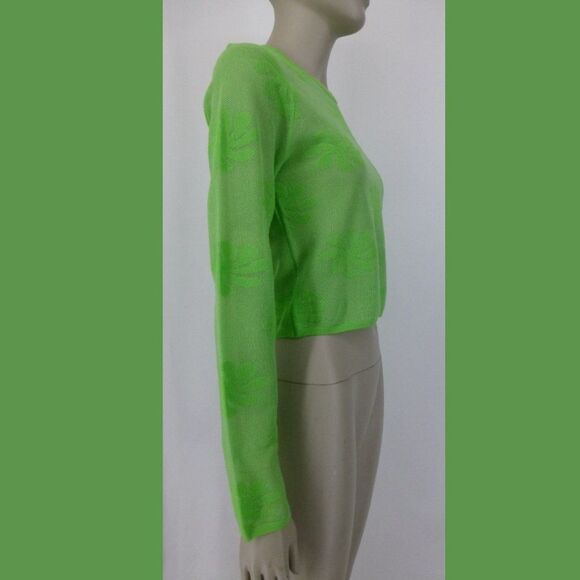 NWT Zara Long Sleeves Green Sheer Floral Top - Picture 3 of 11